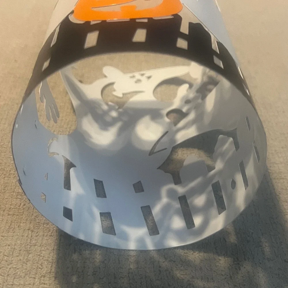 Halloween Ghost Pumpkin Metal Candle Holder Sleeve Picket Fence Decor 8.5 Inch